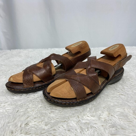 Boc Sandals Womens 10M Slingback Brown Leather Fisherman Casual Open Toe C60123 - Picture 5 of 8